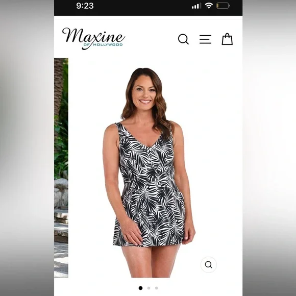 Maxine Of Hollywood Floral Tummy Support One Piece Swimsuit Dress Romper - Picture 2 of 11